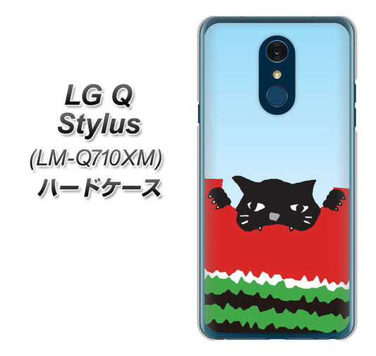 LG Q Stylus LM-Q710XM 高画質仕上げ 背面印刷 ハードケース【IA815 すいかをかじるネコ(大)】