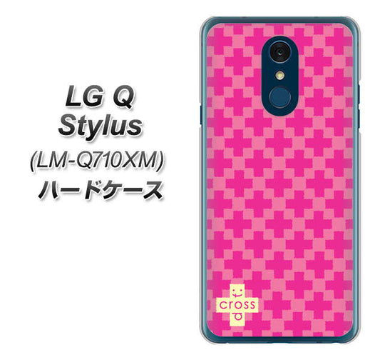 LG Q Stylus LM-Q710XM 高画質仕上げ 背面印刷 ハードケース【IB901  クロスドット_ピンク】