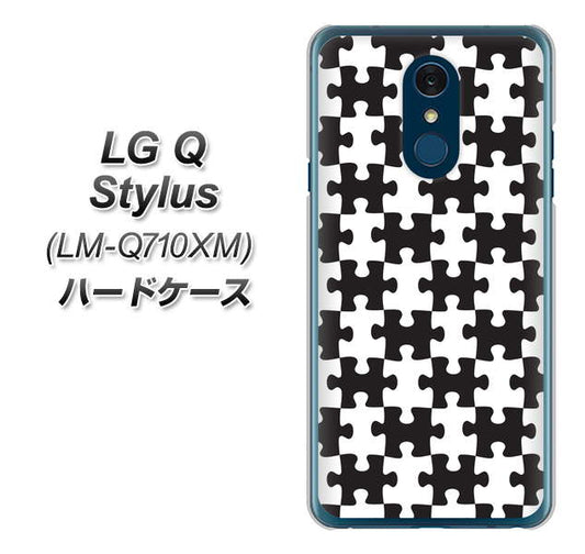 LG Q Stylus LM-Q710XM 高画質仕上げ 背面印刷 ハードケース【IB903  ジグソーパズル_モノトーン】