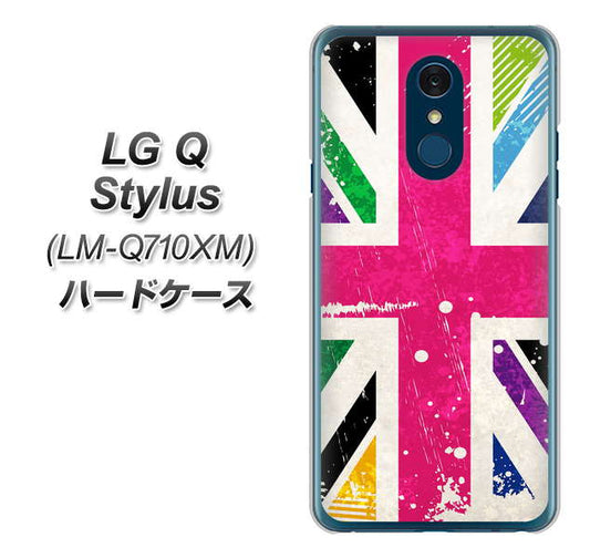 LG Q Stylus LM-Q710XM 高画質仕上げ 背面印刷 ハードケース【SC806 ユニオンジャック ピンクビンテージ】