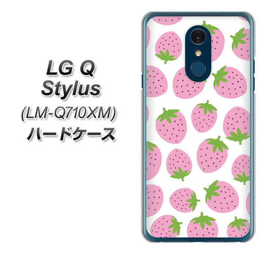 LG Q Stylus LM-Q710XM 高画質仕上げ 背面印刷 ハードケース【SC809 小さいイチゴ模様 ピンク】
