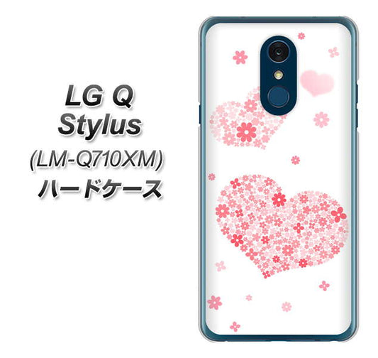 LG Q Stylus LM-Q710XM 高画質仕上げ 背面印刷 ハードケース【SC824 ピンクのハート】