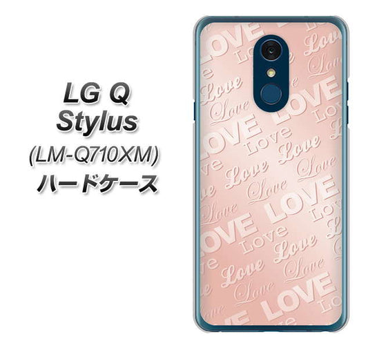 LG Q Stylus LM-Q710XM 高画質仕上げ 背面印刷 ハードケース【SC841 エンボス風LOVEリンク（ローズピンク）】