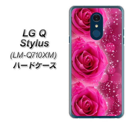 LG Q Stylus LM-Q710XM 高画質仕上げ 背面印刷 ハードケース【VA815 3連のバラ】