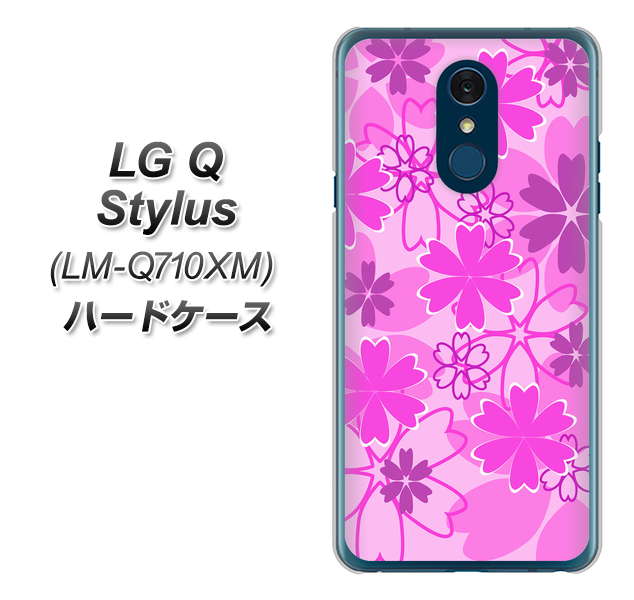 LG Q Stylus LM-Q710XM 高画質仕上げ 背面印刷 ハードケース【VA961 重なり合う花　ピンク】