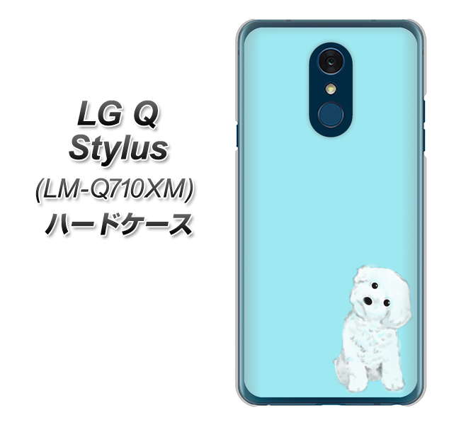 LG Q Stylus LM-Q710XM 高画質仕上げ 背面印刷 ハードケース【YJ070 トイプードルホワイト（ブルー）】