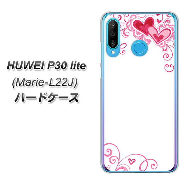 simフリー HUAWEI（ファーウェイ） P30 lite Marie-L22J 高画質仕上げ 背面印刷 ハードケース【365 ハートフレーム】