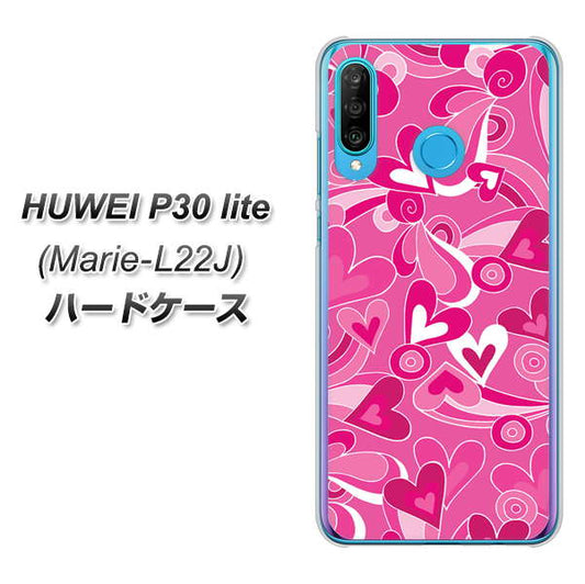 simフリー HUAWEI（ファーウェイ） P30 lite Marie-L22J 高画質仕上げ 背面印刷 ハードケース【383 ピンクのハート】