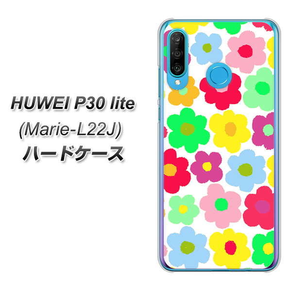 simフリー HUAWEI（ファーウェイ） P30 lite Marie-L22J 高画質仕上げ 背面印刷 ハードケース【758 ルーズフラワーカラフル】