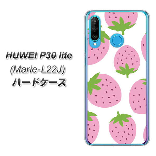 simフリー HUAWEI（ファーウェイ） P30 lite Marie-L22J 高画質仕上げ 背面印刷 ハードケース【SC816 大きいイチゴ模様 ピンク】