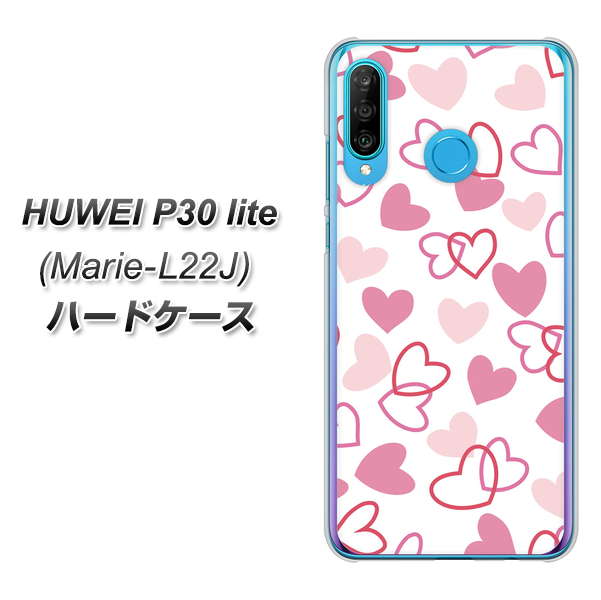 simフリー HUAWEI（ファーウェイ） P30 lite Marie-L22J 高画質仕上げ 背面印刷 ハードケース【VA929 ハートがいっぱい ピンク】