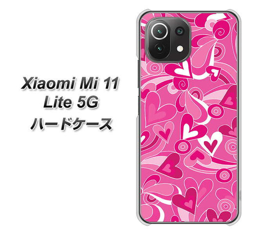 Xiaomi（シャオミ）Mi 11 Lite 5G 高画質仕上げ 背面印刷 ハードケース【383 ピンクのハート】