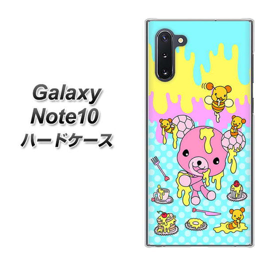 ギャラクシー Note10 高画質仕上げ 背面印刷 ハードケース【AG821 ハニベア（水玉水色）】