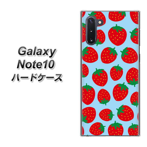 ギャラクシー Note10 高画質仕上げ 背面印刷 ハードケース【SC814 小さいイチゴ模様 レッドとブルー】