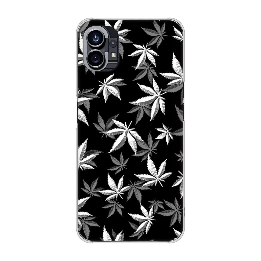 Nothing Phone(1) 高画質仕上げ 背面印刷 ハードケース【064 モノトーン大麻ブラック】