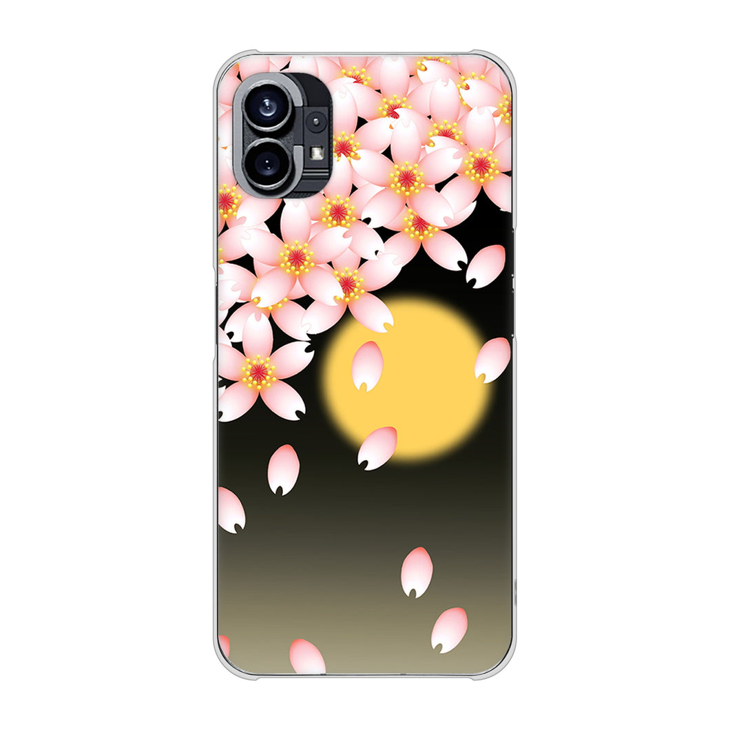 Nothing Phone(1) 高画質仕上げ 背面印刷 ハードケース【136 満月と夜桜】
