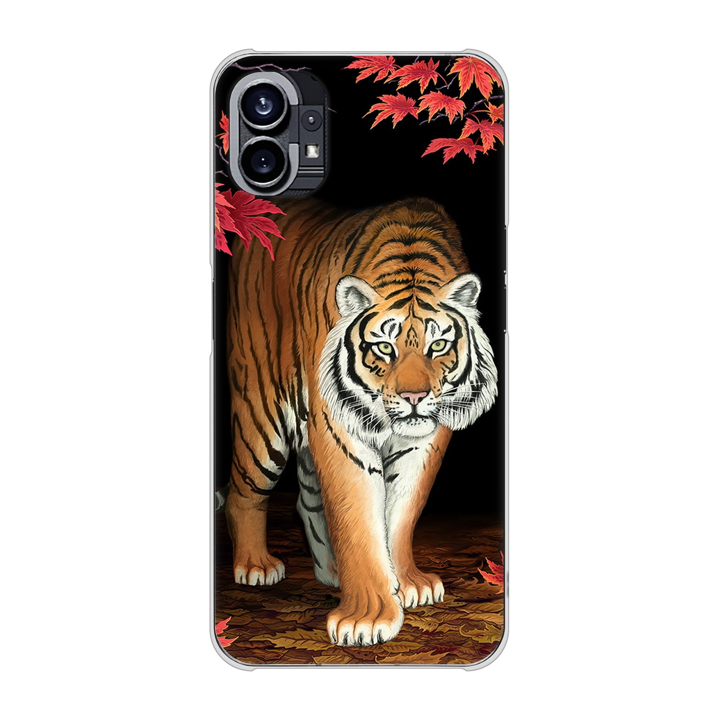 Nothing Phone(1) 高画質仕上げ 背面印刷 ハードケース【177 もみじと虎】