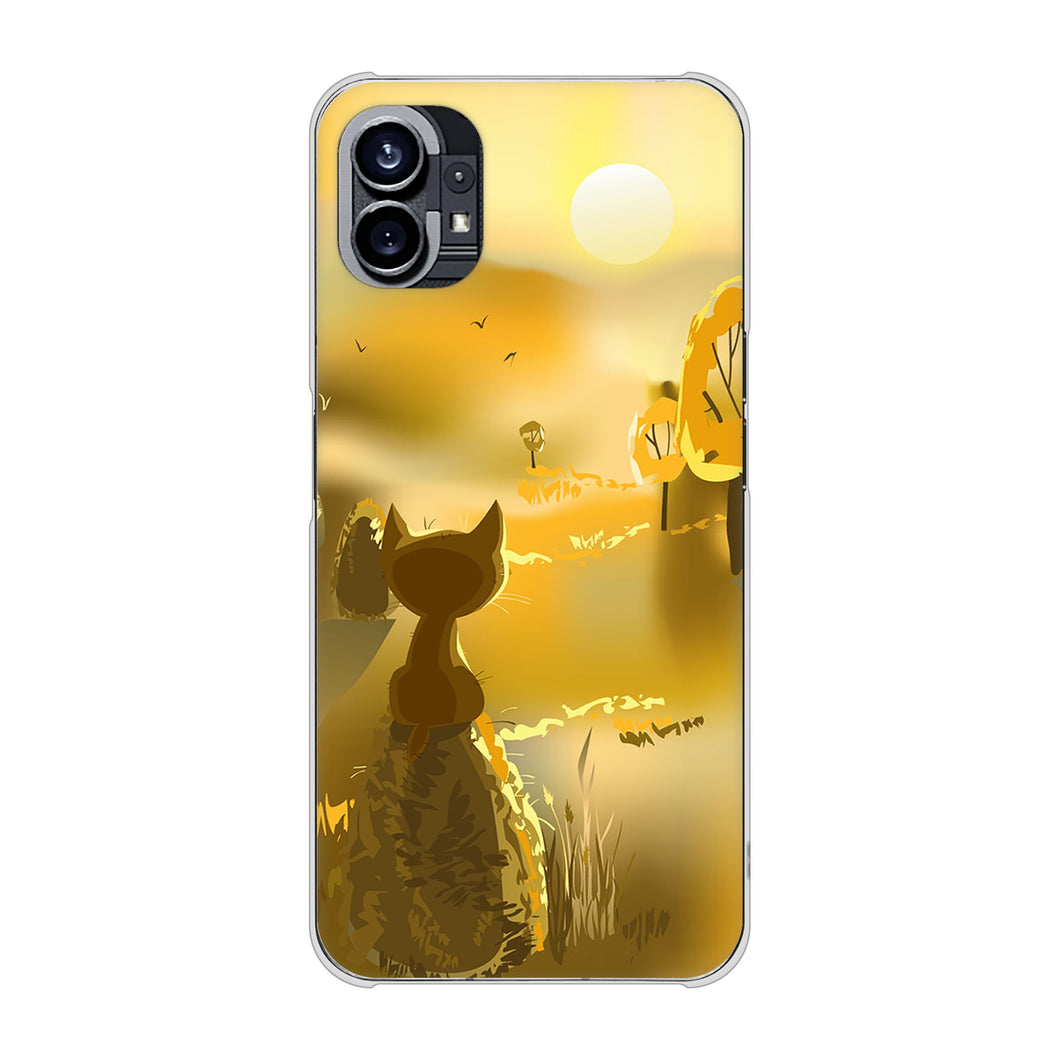 Nothing Phone(1) 高画質仕上げ 背面印刷 ハードケース【400 たそがれの猫】