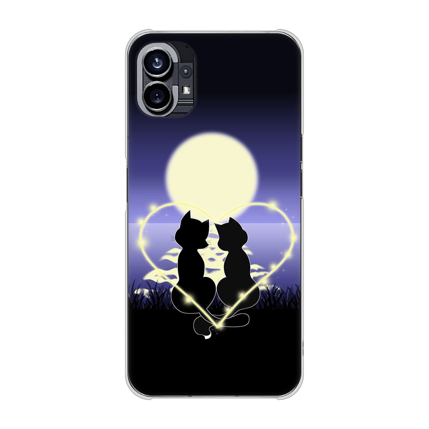Nothing Phone(1) 高画質仕上げ 背面印刷 ハードケース【604 月明かりの恋ネコ】