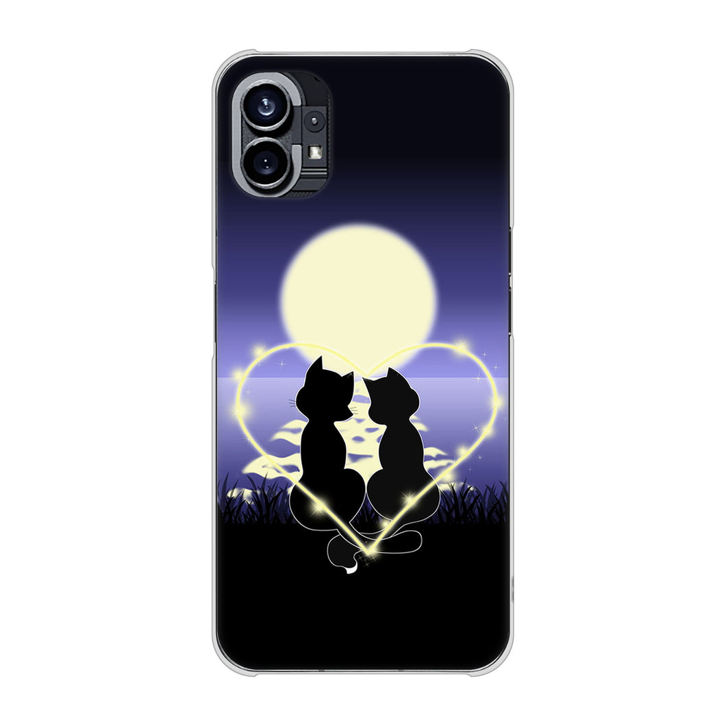 Nothing Phone(1) 高画質仕上げ 背面印刷 ハードケース【604 月明かりの恋ネコ】