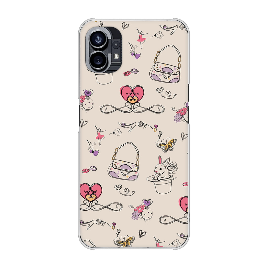 Nothing Phone(1) 高画質仕上げ 背面印刷 ハードケース【705 うさぎとバッグ】