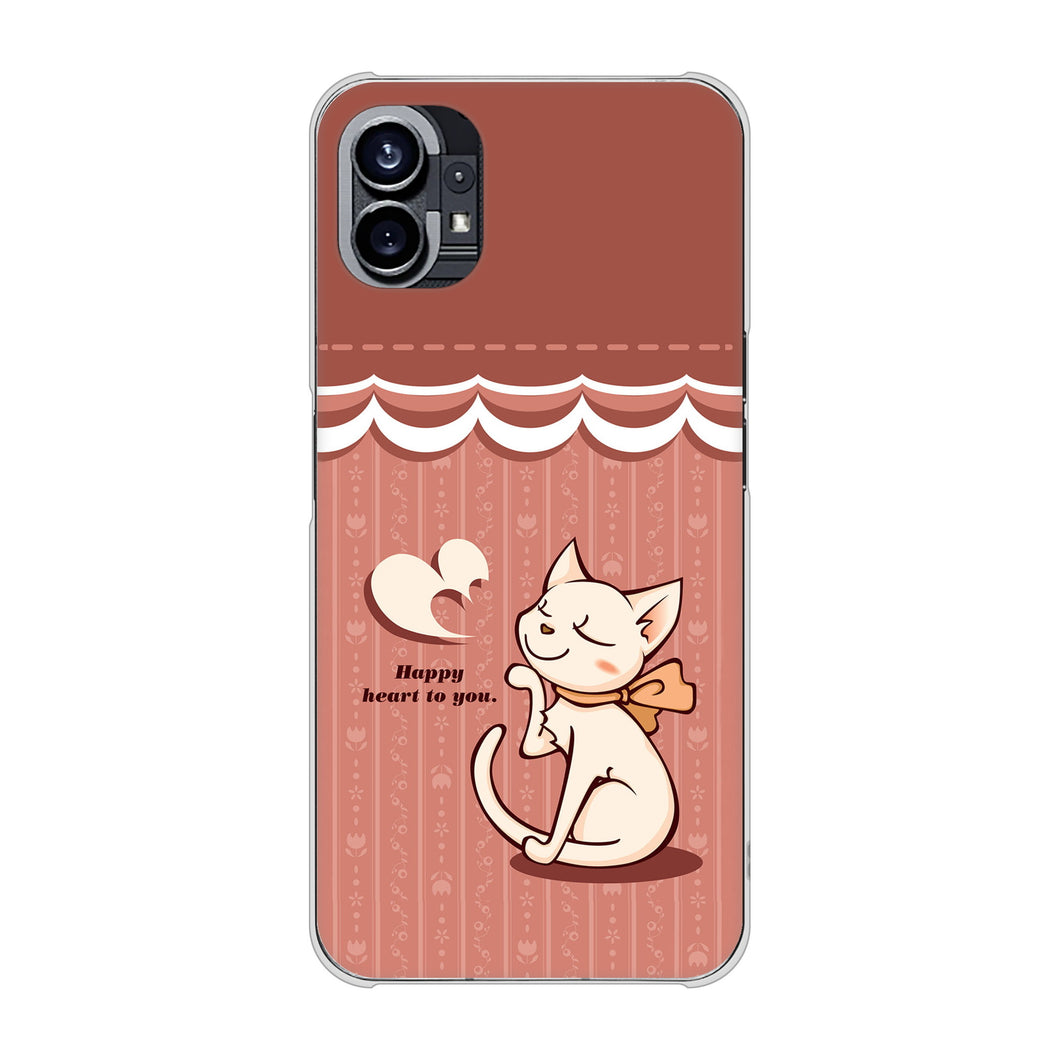 Nothing Phone(1) 高画質仕上げ 背面印刷 ハードケース【1102 ネコの投げキッス】
