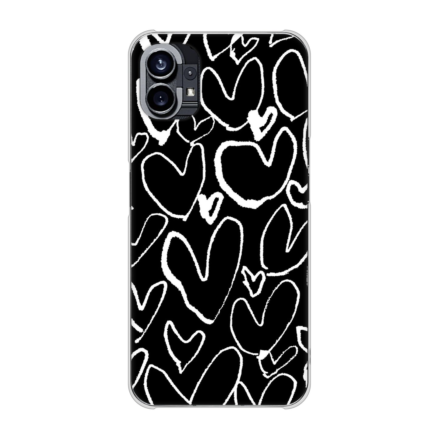 Nothing Phone(1) 高画質仕上げ 背面印刷 ハードケース【1124 ハート BK＆WH】