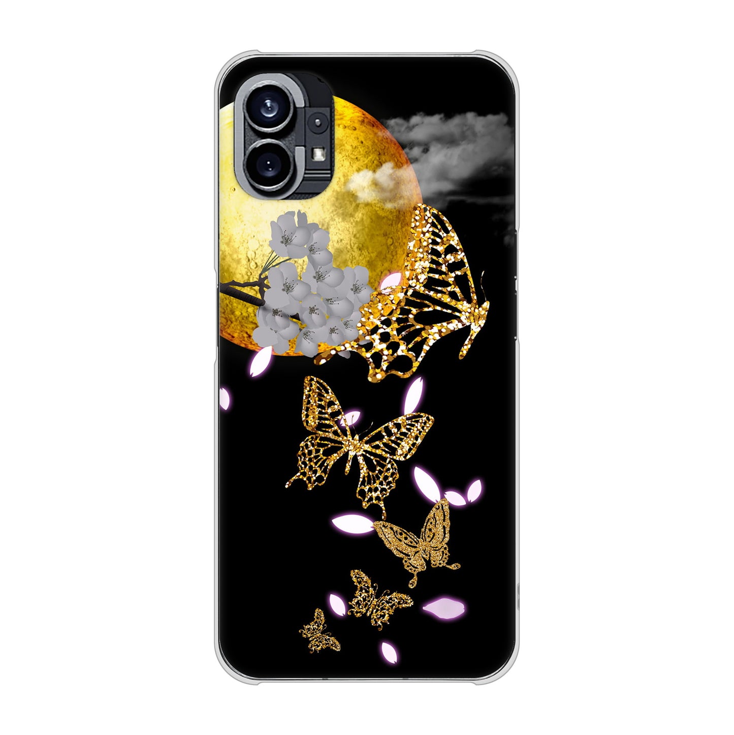 Nothing Phone(1) 高画質仕上げ 背面印刷 ハードケース【1150 月に昇る蝶】