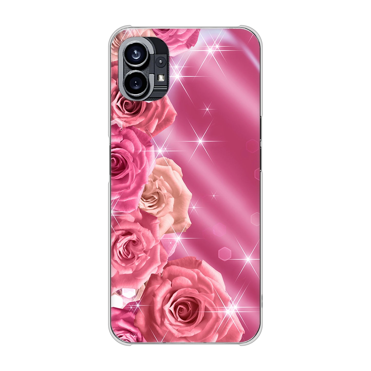 Nothing Phone(1) 高画質仕上げ 背面印刷 ハードケース【1182 ピンクの薔薇に誘われて】