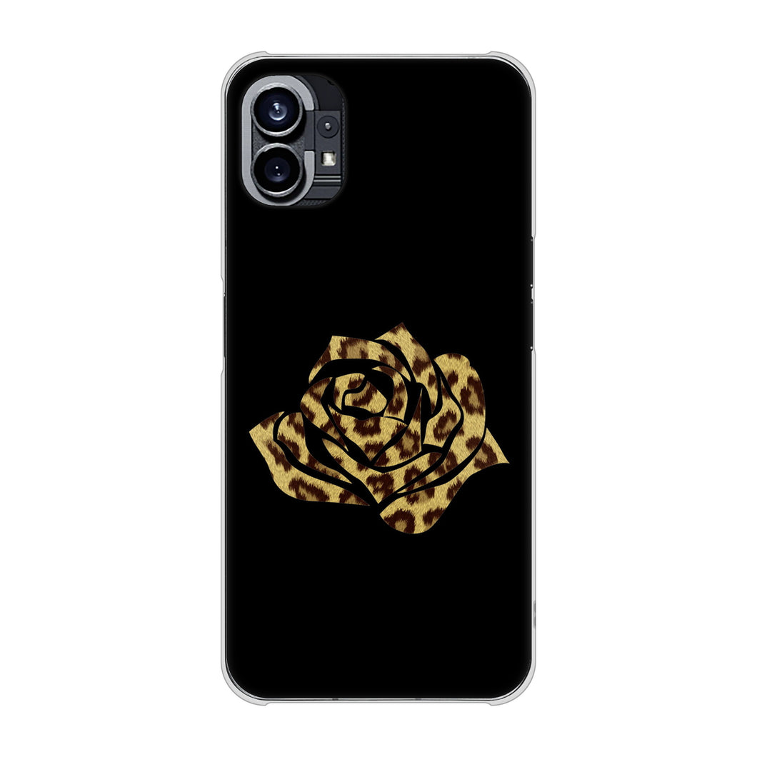 Nothing Phone(1) 高画質仕上げ 背面印刷 ハードケース【1184 ヒョウのバラ（茶）】