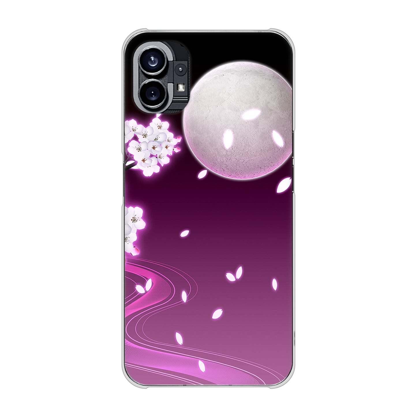 Nothing Phone(1) 高画質仕上げ 背面印刷 ハードケース【1223 紫に染まる月と桜】