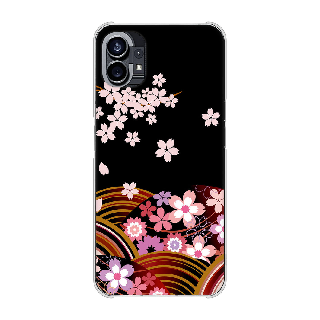 Nothing Phone(1) 高画質仕上げ 背面印刷 ハードケース【1237 和柄＆筆文字・夜桜の宴】