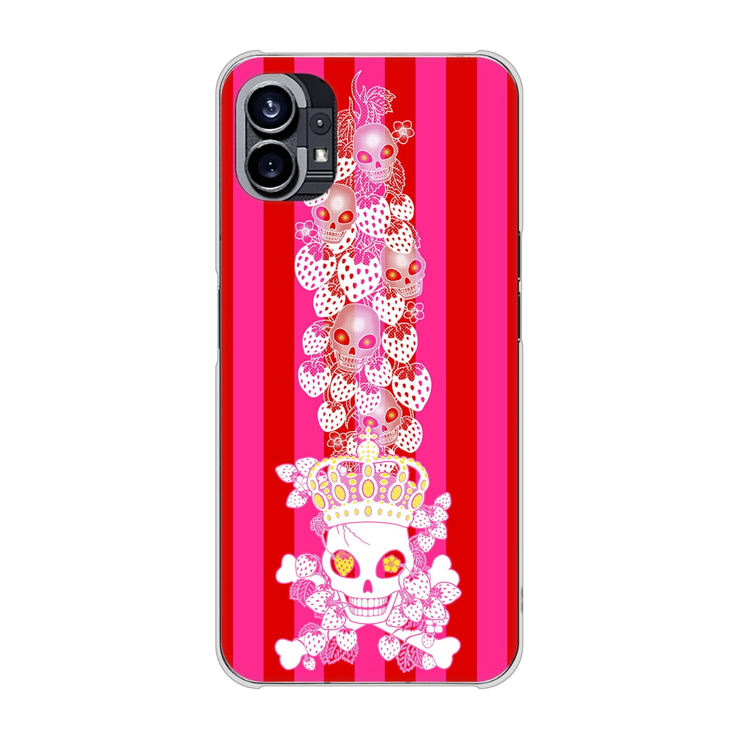 Nothing Phone(1) 高画質仕上げ 背面印刷 ハードケース【AG803 苺骸骨王冠蔦（ピンク）】