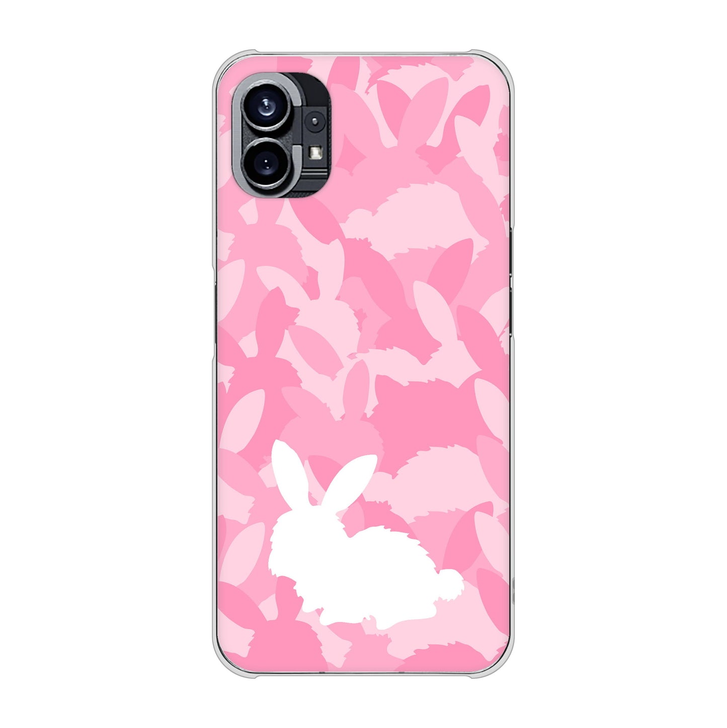 Nothing Phone(1) 高画質仕上げ 背面印刷 ハードケース【AG804 うさぎ迷彩風（ピンク）】