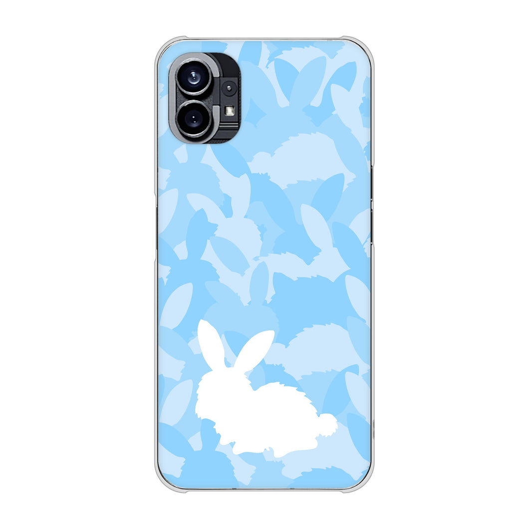 Nothing Phone(1) 高画質仕上げ 背面印刷 ハードケース【AG805 うさぎ迷彩風（水色）】
