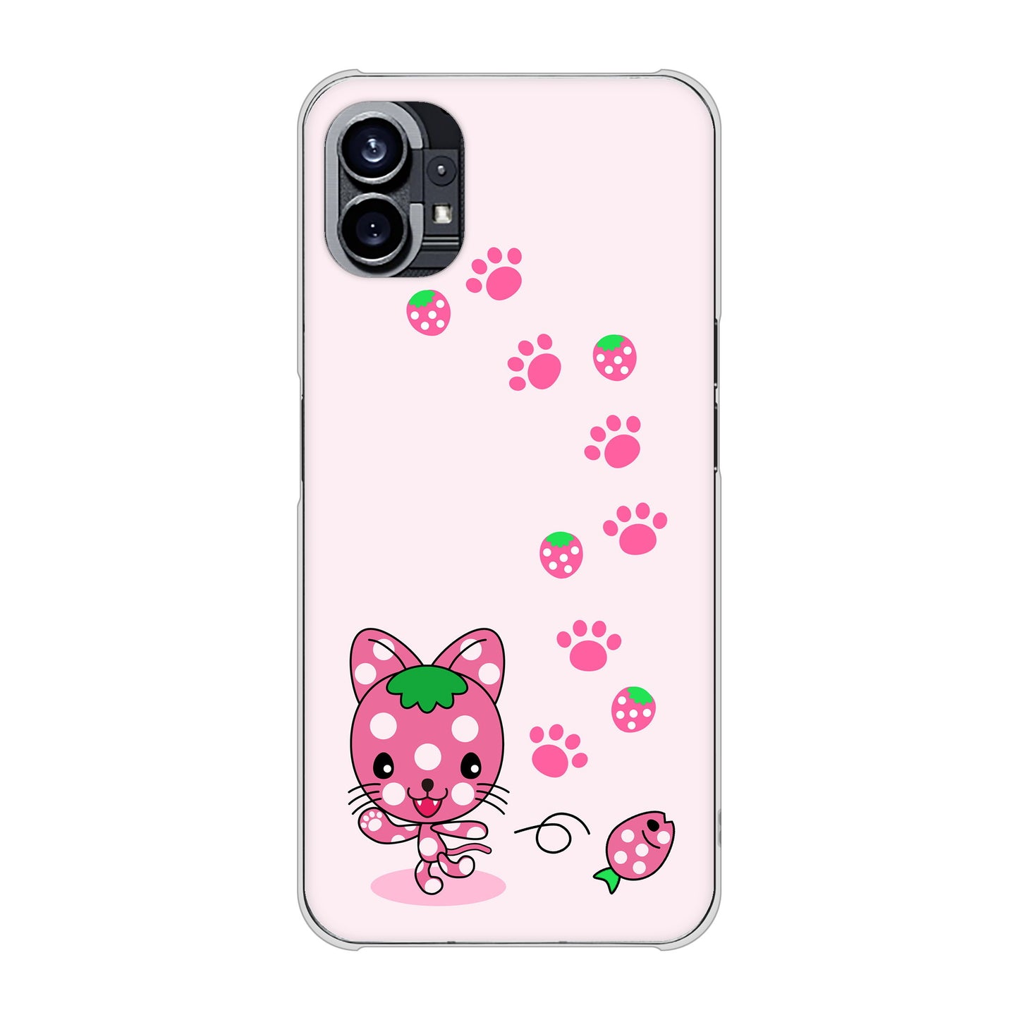 Nothing Phone(1) 高画質仕上げ 背面印刷 ハードケース【AG819 イチゴ猫のにゃんベリー（ピンク）】