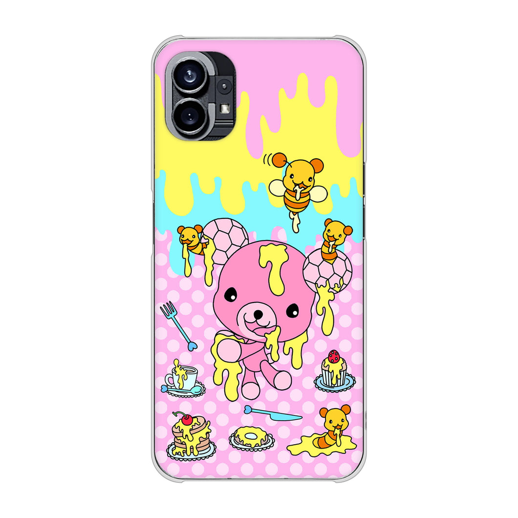 Nothing Phone(1) 高画質仕上げ 背面印刷 ハードケース【AG822 ハニベア（水玉ピンク）】
