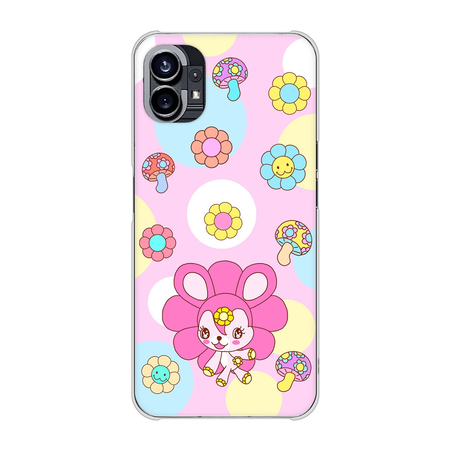 Nothing Phone(1) 高画質仕上げ 背面印刷 ハードケース【AG823 フラワーうさぎのフラッピョン（ピンク）】