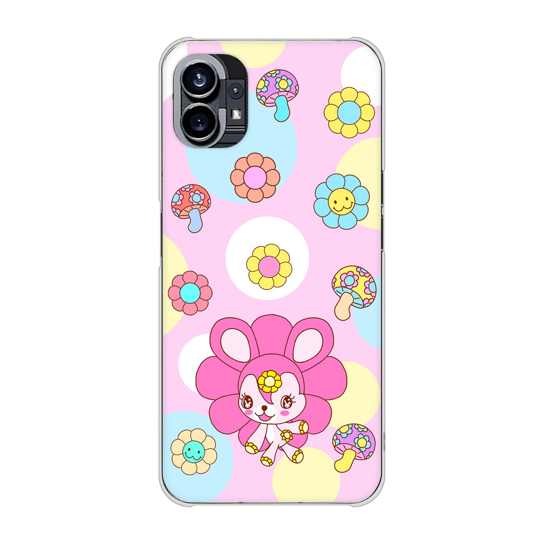 Nothing Phone(1) 高画質仕上げ 背面印刷 ハードケース【AG823 フラワーうさぎのフラッピョン（ピンク）】