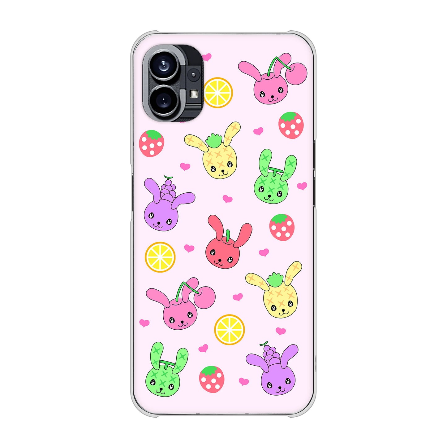 Nothing Phone(1) 高画質仕上げ 背面印刷 ハードケース【AG825 フルーツうさぎのブルーラビッツ（ピンク）】
