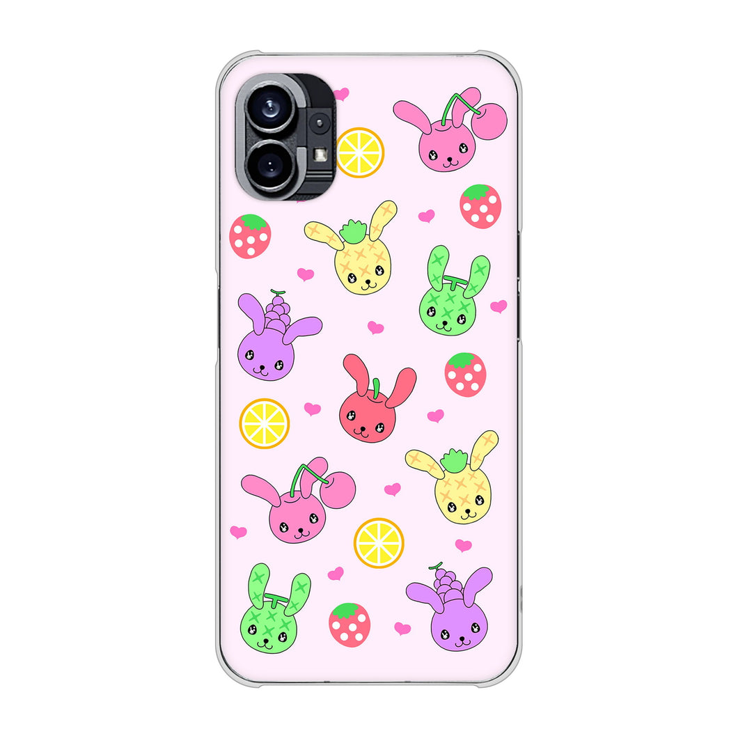 Nothing Phone(1) 高画質仕上げ 背面印刷 ハードケース【AG825 フルーツうさぎのブルーラビッツ（ピンク）】