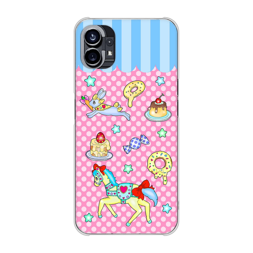Nothing Phone(1) 高画質仕上げ 背面印刷 ハードケース【AG827 メリーゴーランド（ピンク）】