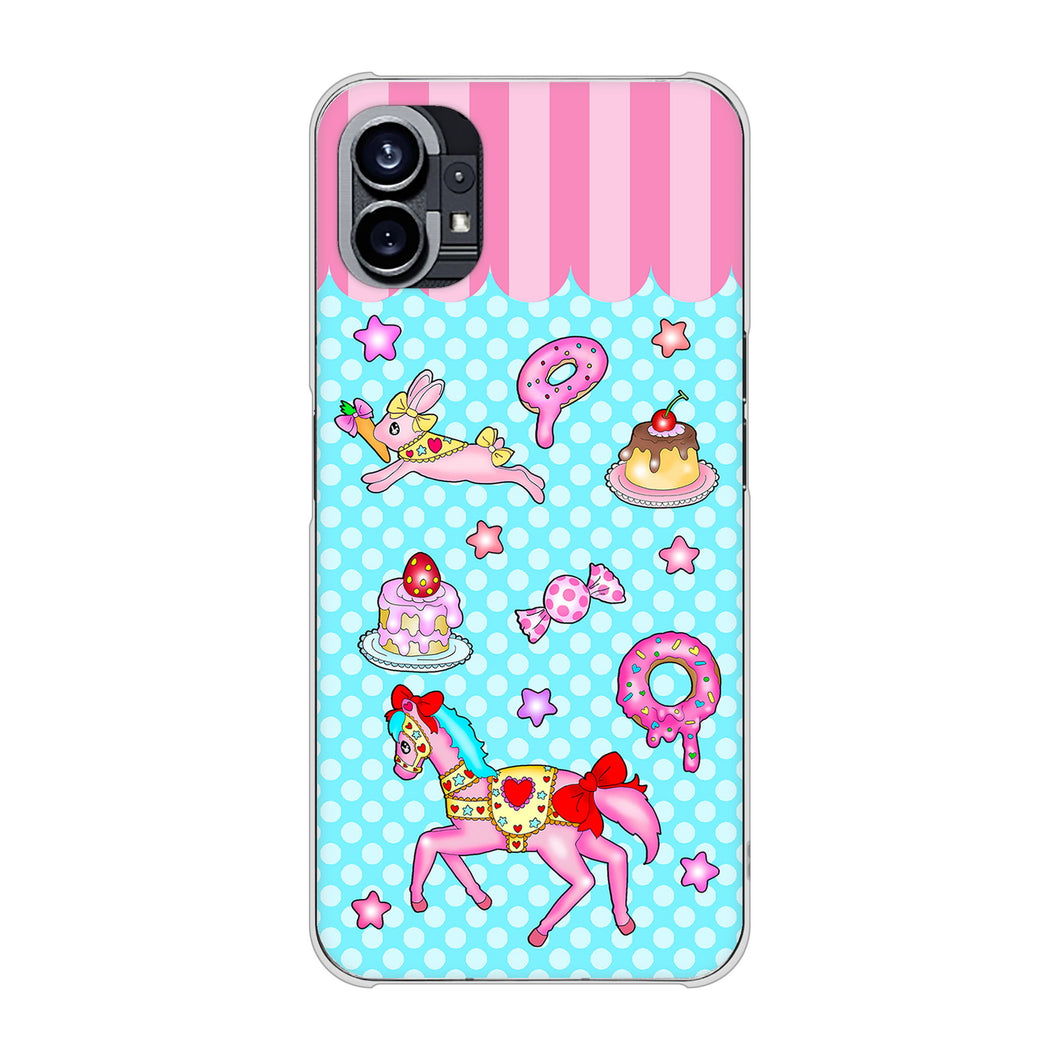 Nothing Phone(1) 高画質仕上げ 背面印刷 ハードケース【AG828 メリーゴーランド（水色）】