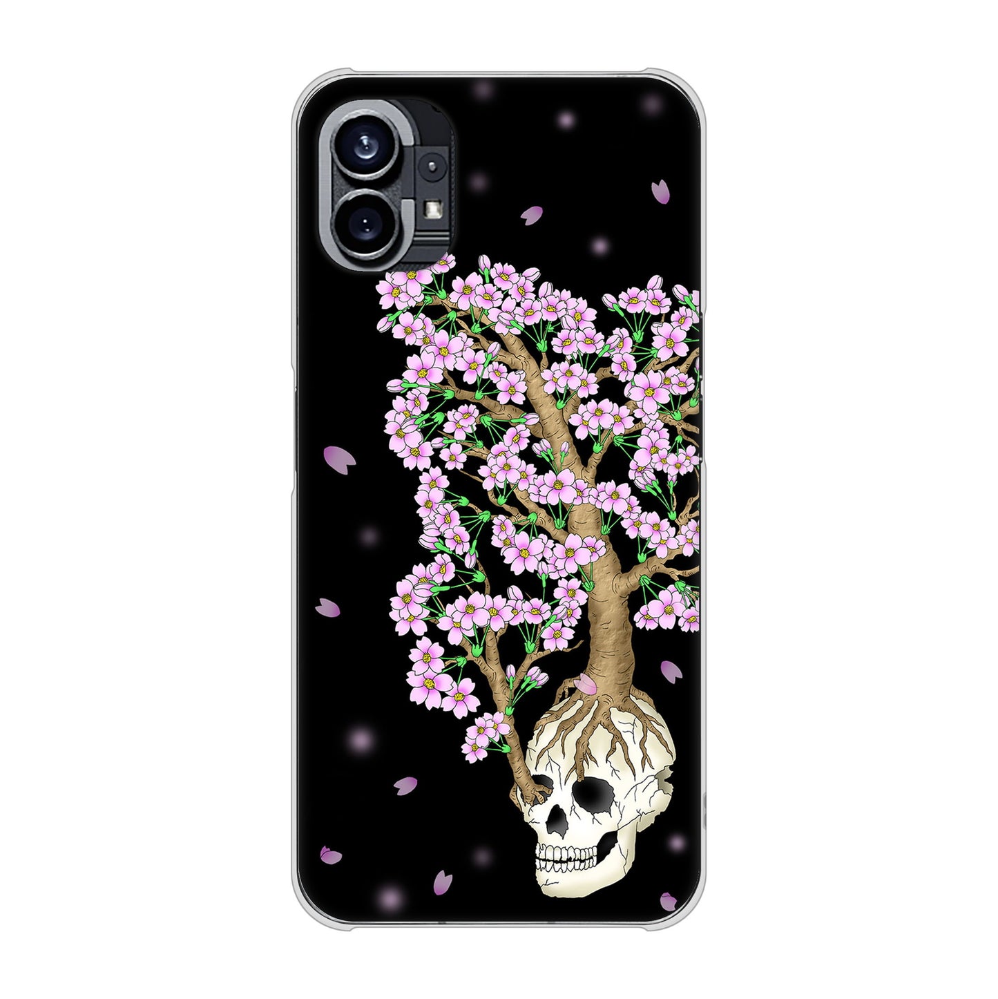Nothing Phone(1) 高画質仕上げ 背面印刷 ハードケース【AG829 骸骨桜（黒）】
