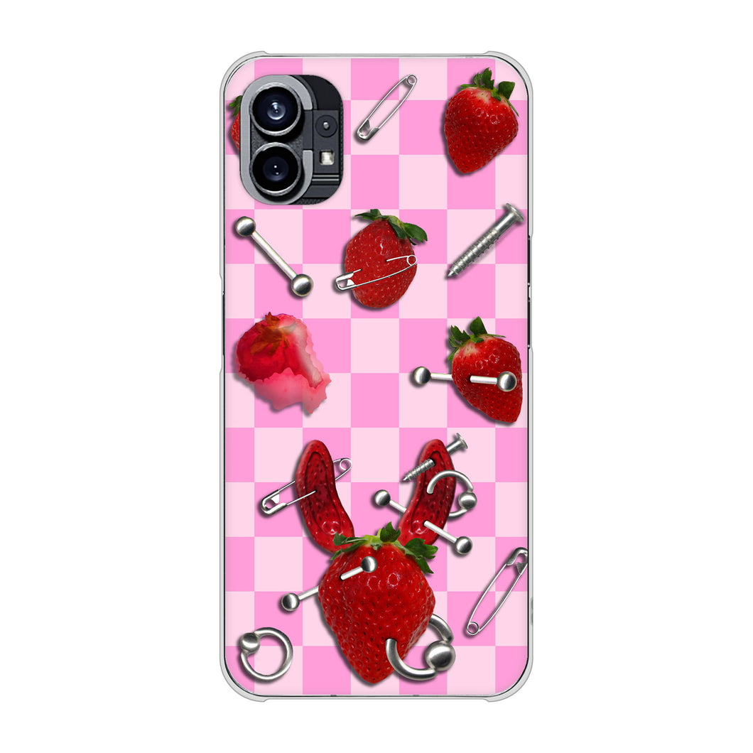 Nothing Phone(1) 高画質仕上げ 背面印刷 ハードケース【AG832 苺パンク（ピンク）】