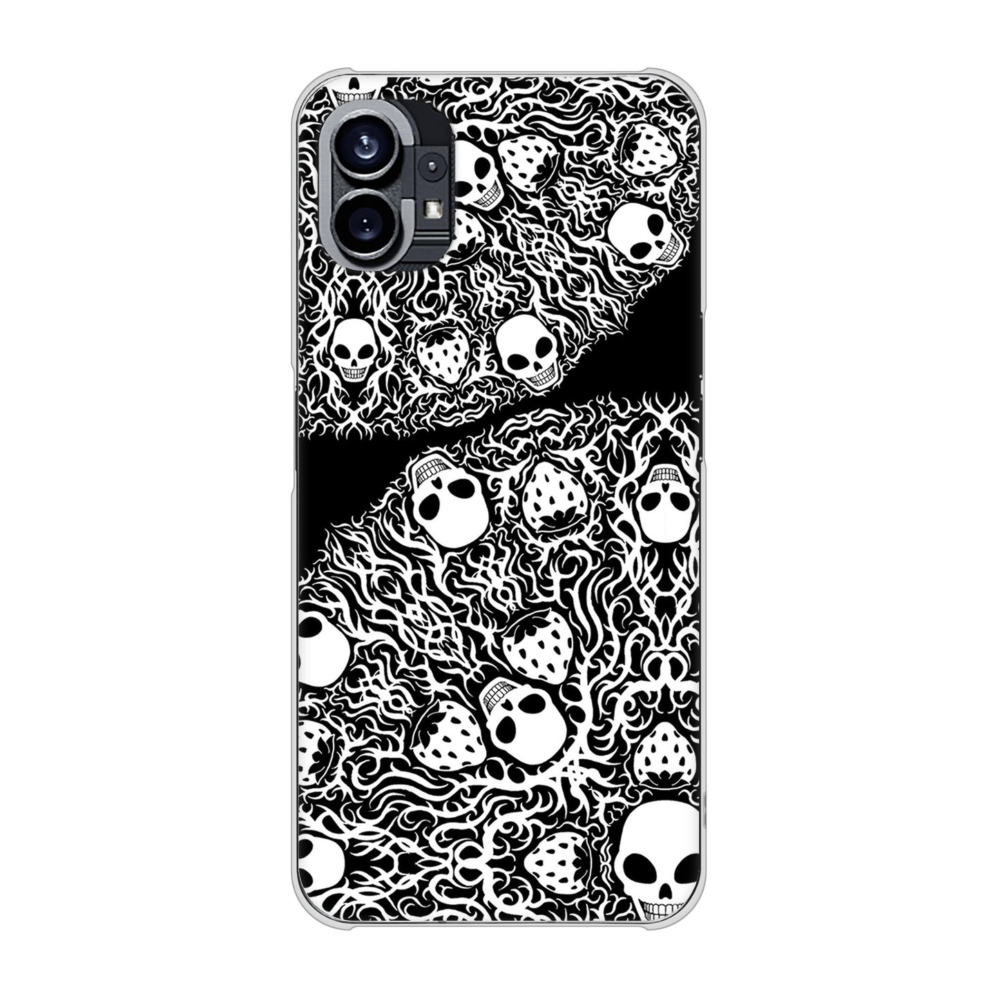 Nothing Phone(1) 高画質仕上げ 背面印刷 ハードケース【AG834 苺骸骨曼荼羅（黒）】