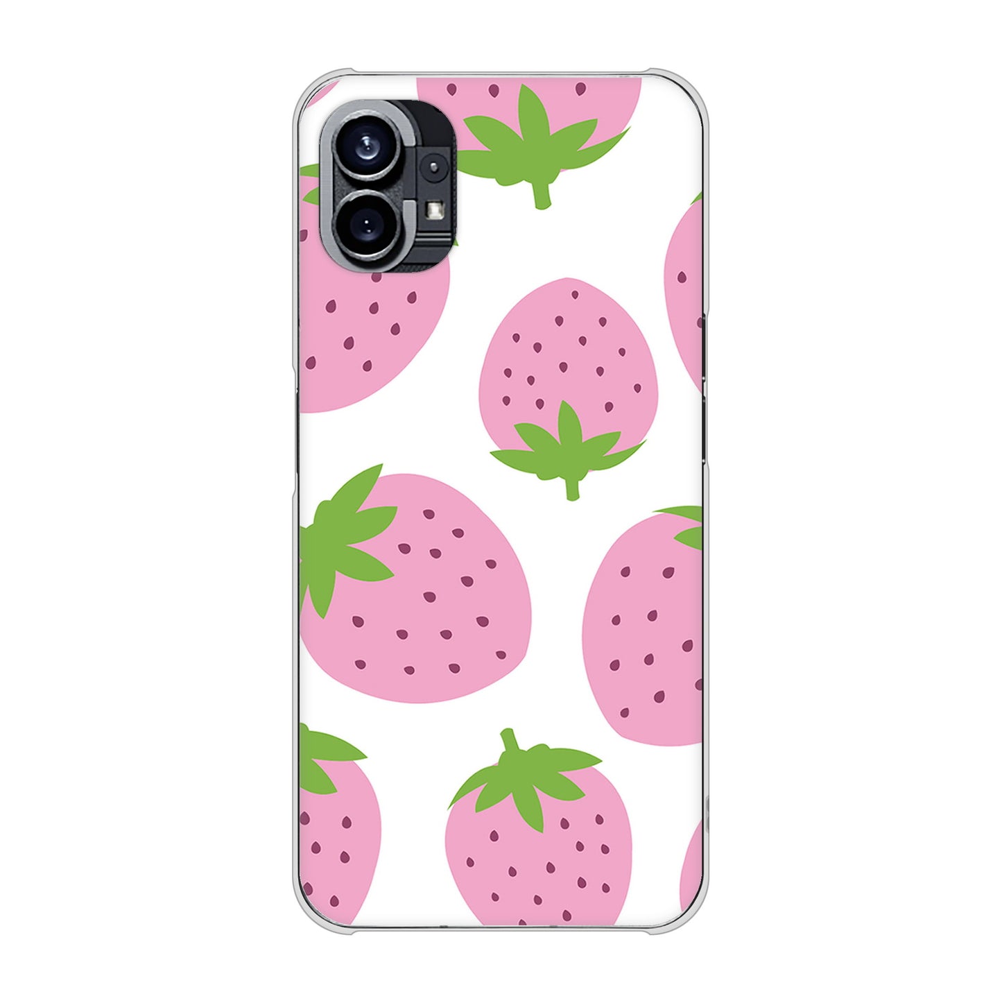 Nothing Phone(1) 高画質仕上げ 背面印刷 ハードケース【SC816 大きいイチゴ模様 ピンク】