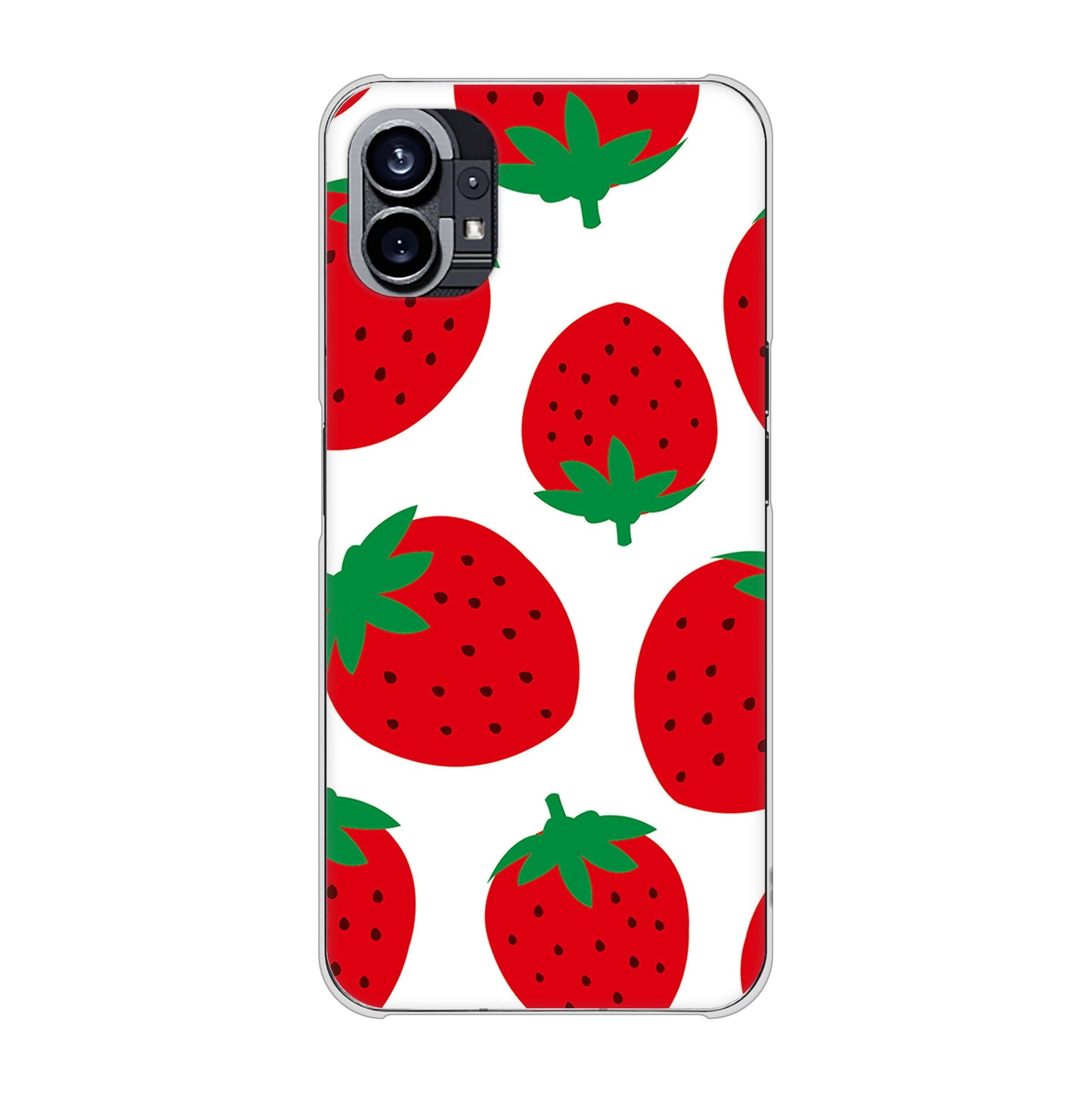 Nothing Phone(1) 高画質仕上げ 背面印刷 ハードケース【SC818 大きいイチゴ模様レッド】