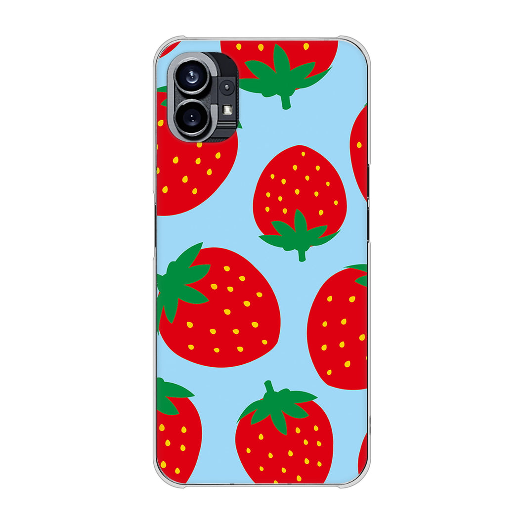 Nothing Phone(1) 高画質仕上げ 背面印刷 ハードケース【SC821 大きいイチゴ模様レッドとブルー】