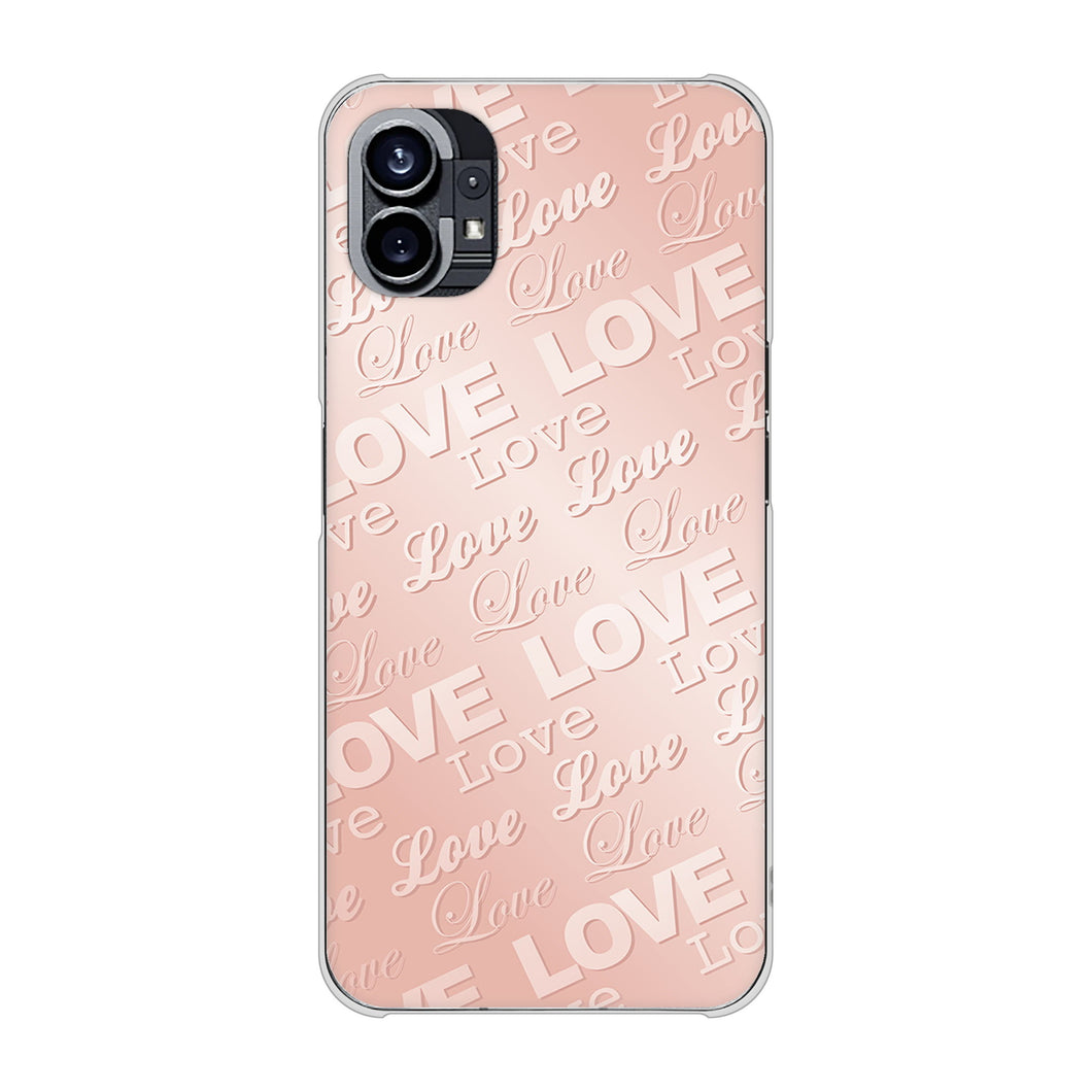 Nothing Phone(1) 高画質仕上げ 背面印刷 ハードケース【SC841 エンボス風LOVEリンク（ローズピンク）】
